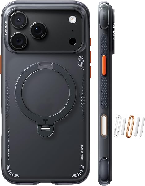 TORRAS Q3 Air for iPhone 18 Pro Max Case, 360 Magnetic Stand-Shadow Black