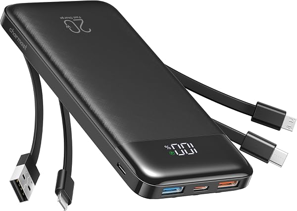 Charmast Portable Charger Built-in Cables, 20000mAh Power Bank 6-Output