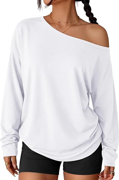 Trendy Queen Womens off the Shoulder Oversized Tops