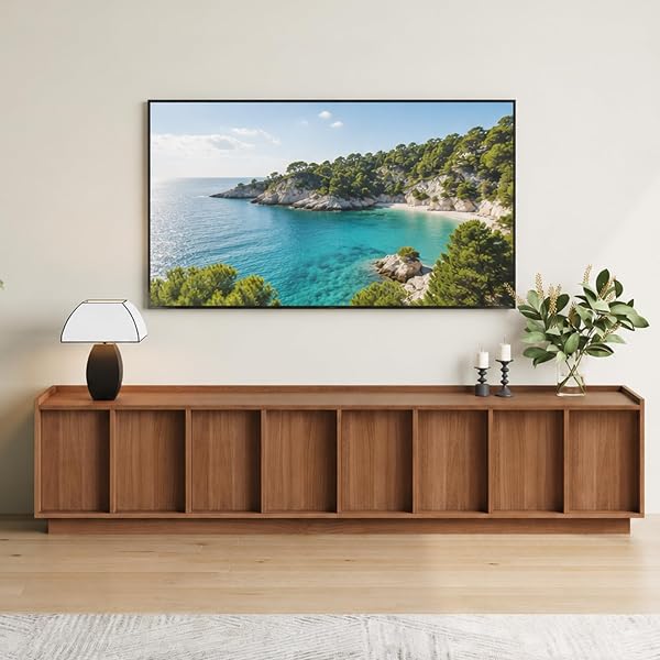 79" Mid Century Modern TV Stand Walnut Fluted TV Consoles for 75-85" TVs