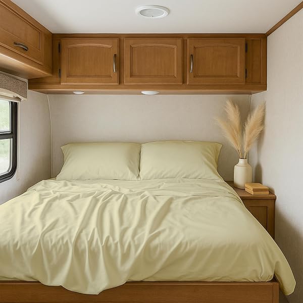 Shreem Linen RV Short Queen Sheets 60x75, 100% Egyptian Cotton 4-Piece Camper…