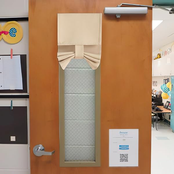 NICETOWN Biscotti Beige Lockdown Shade for Classroom Door Window Cover