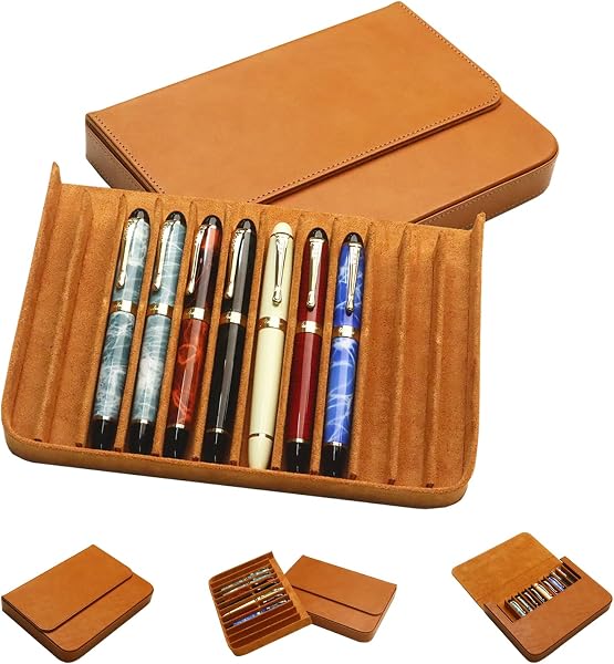 12 Slot Fountain Pen Case, Handmade Magnetic,Christmas Gift (Brown)
