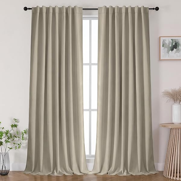 Joydeco Black Out Curtains 72 Inch Long - 100% Blackout Living Room Curtain 2…