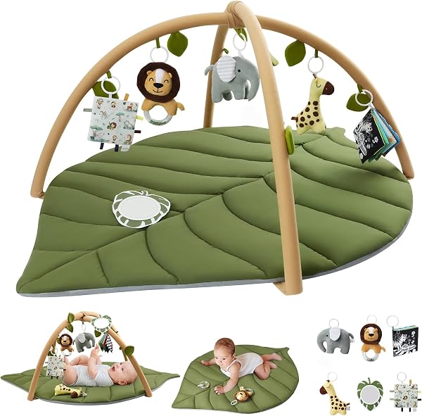 Blissful Diary Baby Play Gym & Activity Mat, Oversize Leaf Shaped Baby Play…
