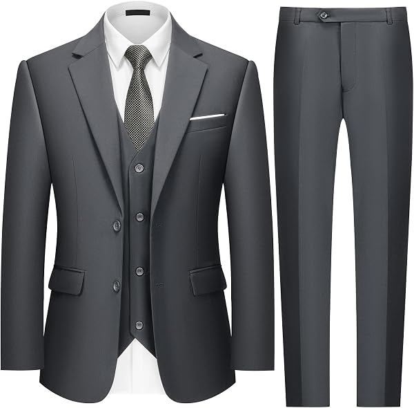 MAGE MALE Mens 2 Button 3-Piece Suits Slim Fit Tuxedo Set Wedding Business
