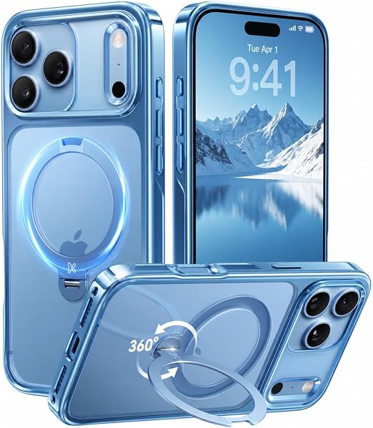 CASEKOO Glacier Blue for iPhone 18 Pro Max Case, 360 Spin Magnetic Stand