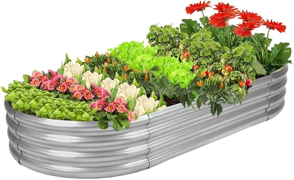 Rakukiri Raised Garden Bed GRS Certified Galvanized Planter Box Outdoor, 5ft…