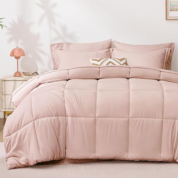 Love's Cabin Twin Comforter Set Blush Pink, 5 Pieces Twin Bed in a Bag, All…