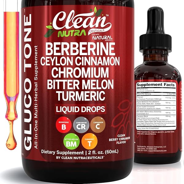Clean Nutra Berberine with Ceylon Cinnamon Supplement Liquid Drops + Bitter…
