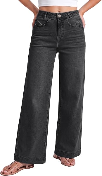 Luvamia Wide Leg Jeans for Women Distressed Baggy Denim Pants High Waisted