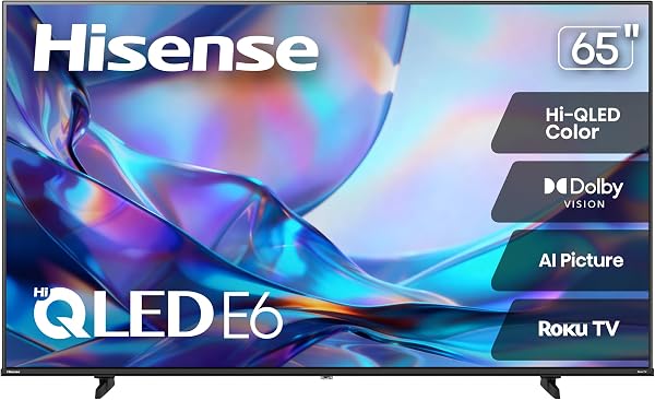 Hisense 65" Class E6SR Series Hi-QLED 4K UHD Smart Roku TV (65E6SR, 2026…