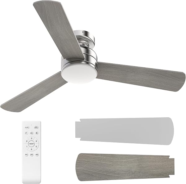 Ceiling Fans with Lights, 42" Modern Low Profile Ceiling Fan with Light and…