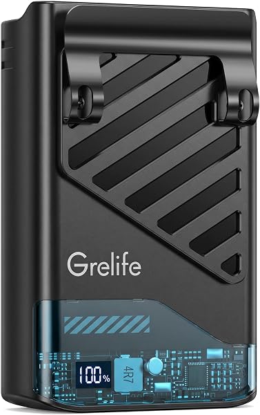 Grelife AI Portable Fan Rechargeable, 5 Speeds 10000RPM Strong Airflow…
