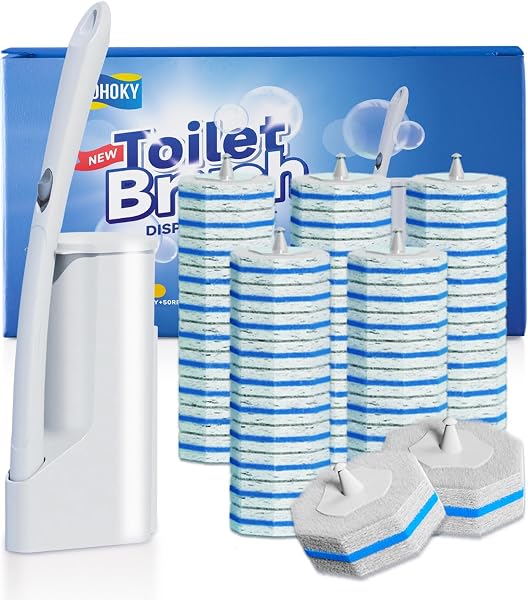 Disposable Toilet Brush Cleaning System with 50pcs Refills Pads Replacement…