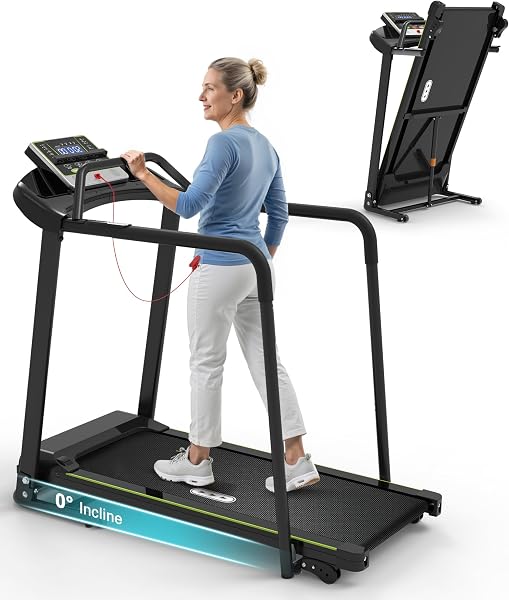 Redliro Treadmill for Seniors - 0.3mph Slow Start,Front & Long Handrails
