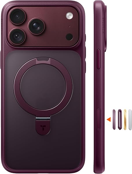 TORRAS Slim Magnetic for iPhone 18 Pro Max Case with Stand, Burgundy