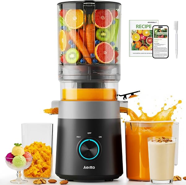Aeitto 3-in-1 Juicer Machines, 6.0" Wide Mouth, Mesh-Free Easy to Clean
