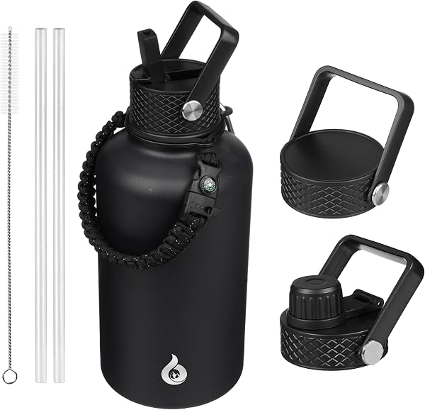 BJPKPK 64oz Insulated Water Bottle, Half Gallon Water Jug with Straw Lid