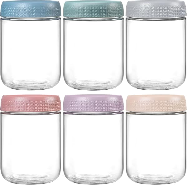 NETANY 6-pack 16 Oz Overnight Oats Containers with Lids, Glass Jars with…