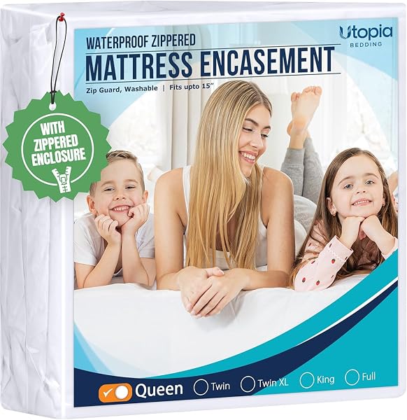 Utopia Bedding Waterproof Mattress Protector Queen Size, Zippered Mattress…
