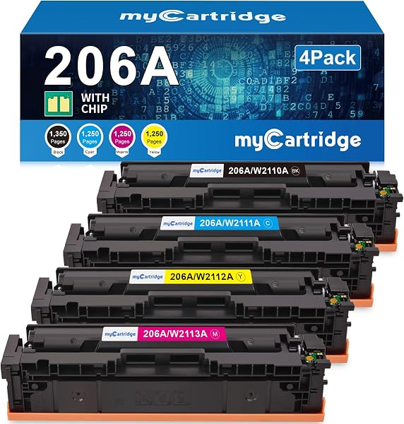 206A Toner Cartridges 4 Pack for HP 206A 206X MFP M283fdw M283cdw M255dw