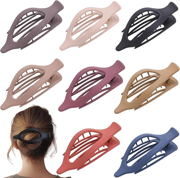 8 Pack Flat Hair Clips for Women,Matte no Crease Flat Claw Clips, Large…