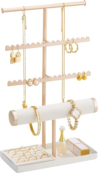 Lolalet Jewelry Organizer Stand, Necklace Bracelet Holder -Champagne Gold