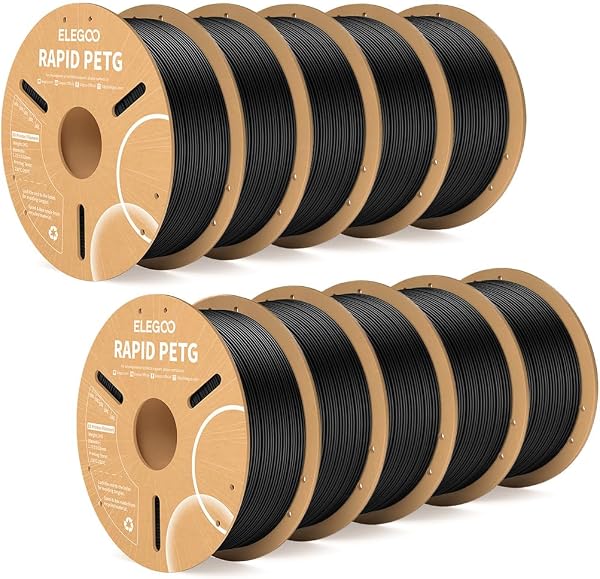 ELEGOO Rapid PETG 3D Printer Filament 1.75mm Black 10 Pack Bundle