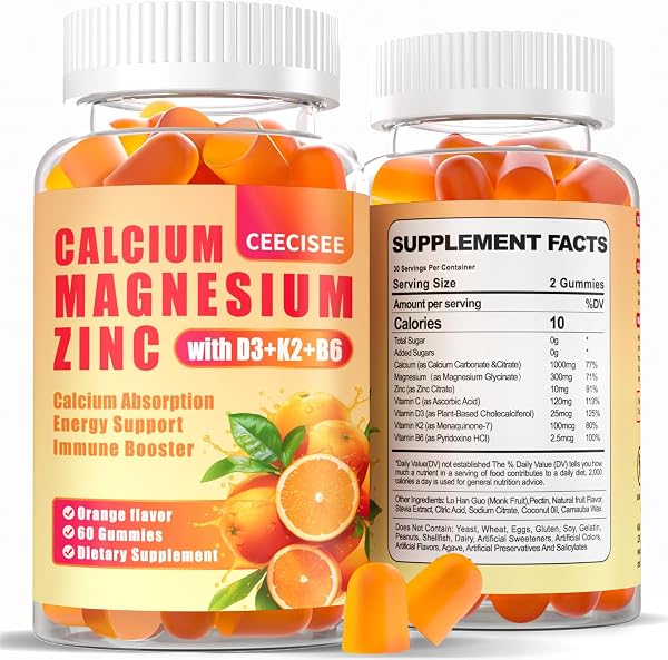 Calcium Magnesium Zinc Gummies: High Potency 1000mg Calcium Gummy