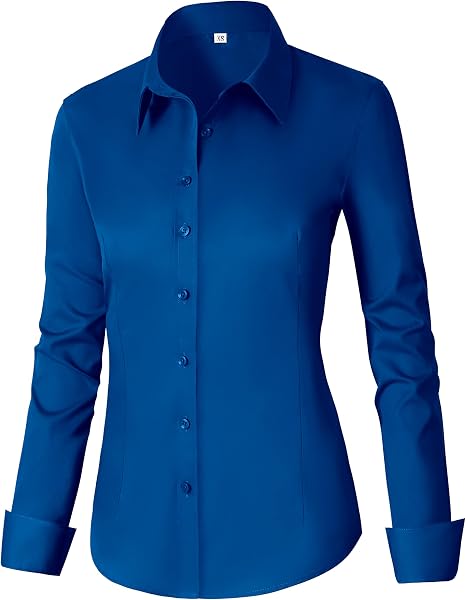 CUNLIN Womens Cotton Button Down Shirts for Women Fitted Long Sleeve Formal…