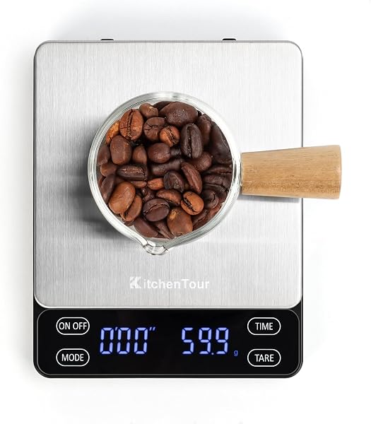 KitchenTour Nano Coffee Scale with Timer 3kg/0.1g, 3 Mode for Espresso…