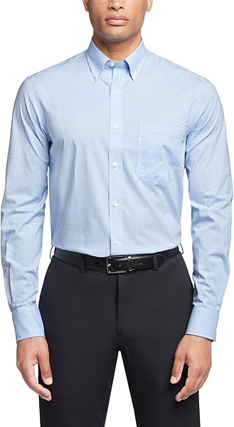 Tommy Hilfiger Men's Regular Fit Non Iron Gingham Dress Shirt