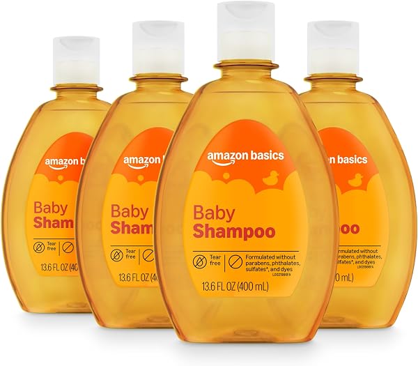 Amazon Basics Tear-Free Baby Shampoo, 13.6 Fluid Ounce, 4-Pack, Packaging May…