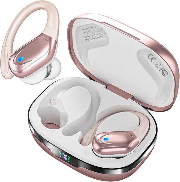 HAOYUYAN Wireless Earbuds, Sports Bluetooth Ear Buds Headphones Rose Gold