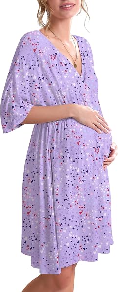 Ekouaer 3 in 1 Labor/Delivery/Hospital Gown Maternity Nursing Nightgown