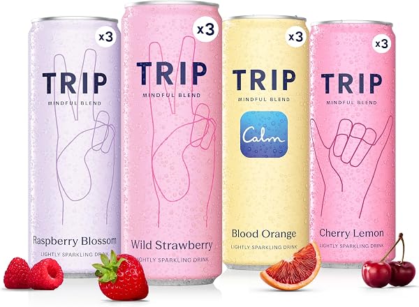 TRIP Calm Drink, Non-Alcoholic Adaptogen Mocktail Citrus Berry Variety 12pk