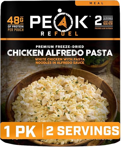 Peak Refuel Chicken Alfredo Freeze-Dried Meal, 48g Protein, 2 Servings