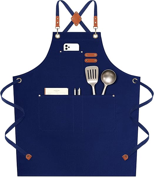 NLUS Chef Aprons for Men Women with 4 Pockets, Water Repellent Cotton Canvas…