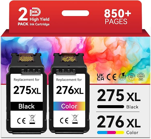 PG-275XL CL-276XL Compatible for Canon 275 and 276 Ink Cartridges Combo Pack…