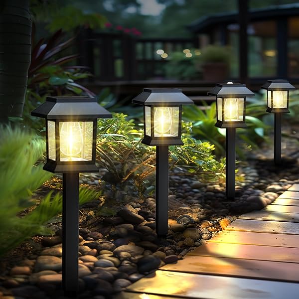 Greluna Solar Lights Outdoor,12 Pack 3000K Waterproof Auto On/Off Solar…