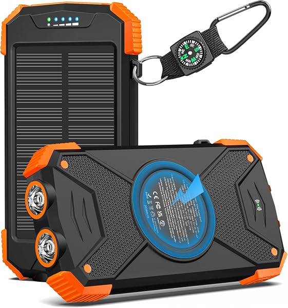 BLAVOR Solar Power Bank 10,000mAh Portable Wireless Charger for Cell Phones