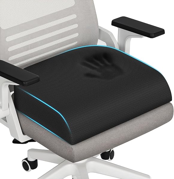 TranquilRelax Memory Foam Seat Cushion for Office Chair, 3-Inch, Black