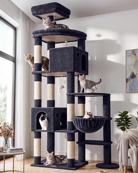 Globlazer Giant Cat Tree for Indoor Large Cats, 83in, F83, Dark Grey