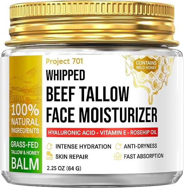 Beef Tallow for Skin and Face - Grass Fed Tallow and Honey Balm, All Natural…