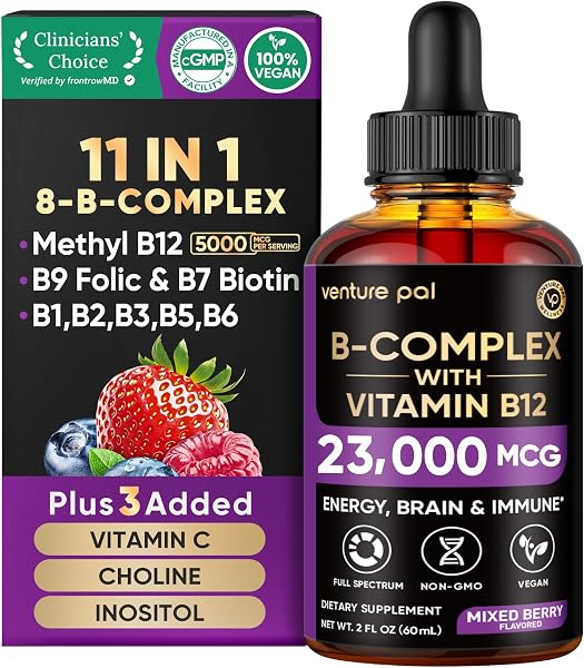 Vitamin B Complex 23000mcg - Methyl B12| B9 Folic|B7 Biotin,B1,B2,B3,B5,B6