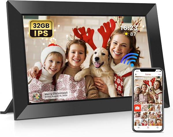 Frameo Digital Picture Frame,10.1" Electronic Photo Frames Wi-Fi, 32GB