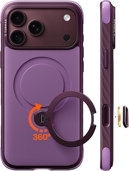 TORRAS Q3 Rugged for iPhone 18 Pro Max Case 360° Magnetic Stand, Purple