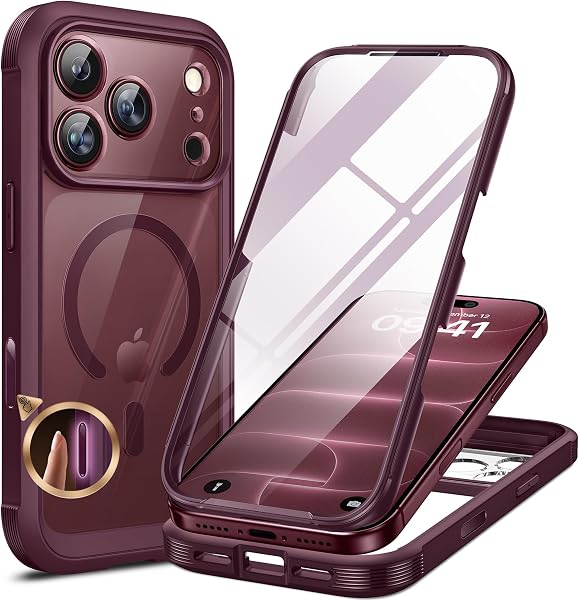 Miracase Magnetic for iPhone 18 Pro Case 6.3",Full Body Protection,Burgundy