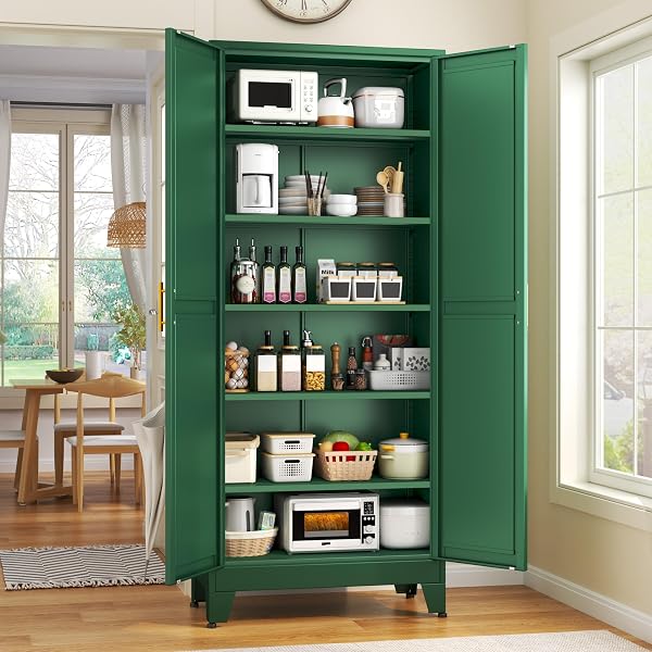 GAIOUS 75.2" Tall Kitchen Food Pantry, Metal Pantry Cabinet with 2 Door